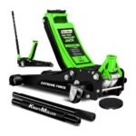 Cric hydraulique Kraft Müller professionnel 3 Tonnes, Haut. de levage 46cm, Levée rapide avec système double-pompe, Noir/Vert