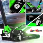 Cric hydraulique Kraft Müller professionnel 3 Tonnes, Haut. de levage 46cm, Levée rapide avec système double-pompe, Noir/Vert – Image 4