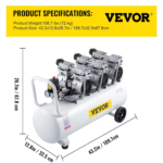 Compresseur d’Air Silencieux VEVOR 100 L – 3 CV, Sans Huile, 8 Bar, 495 L/min – Moteur Cuivre – Image 7