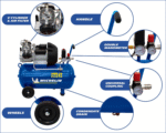 Compresseur d’Air Portatif MICHELIN MB3650 – Cuve 50 L – Moteur 3 CV – 10 Bar – 360 L/min – Image 3